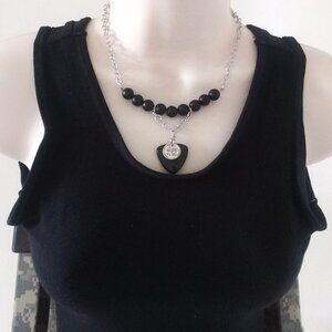 Sexy Seductive Business Casual Goth Grunge Domme | Black Jasper + Stone Necklace